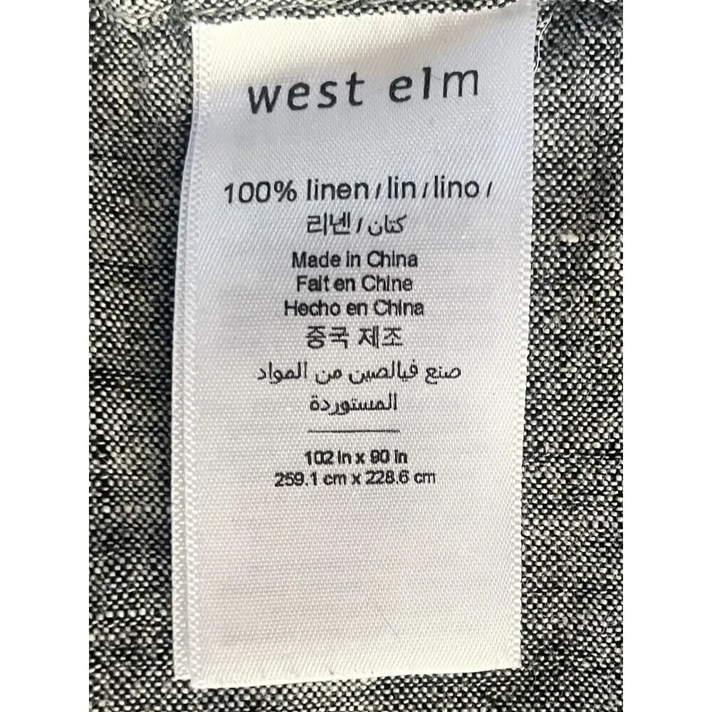 WEST ELM Blue Gray 100% Linen Queen Top Sheet Size 102 x 90